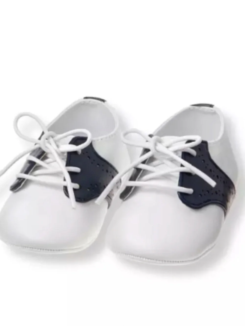Janie and Jack- navy and white saddle crib shoe, size 3-6 months